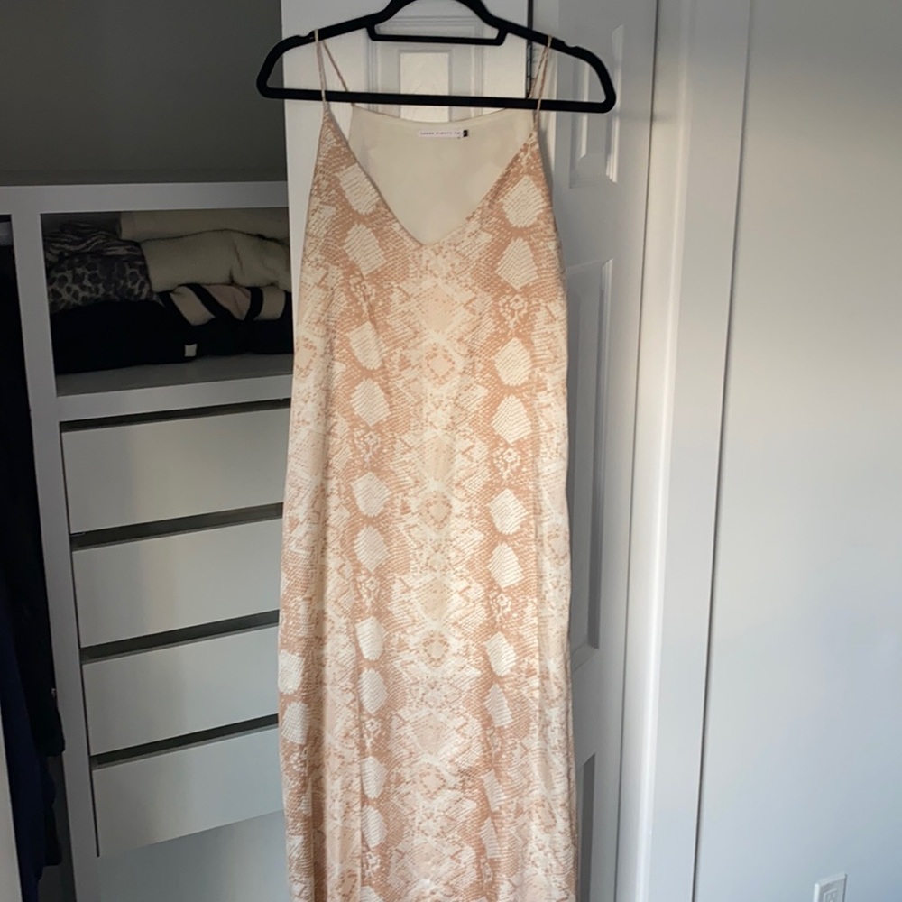 Three eighty two snake skin pink and white dress